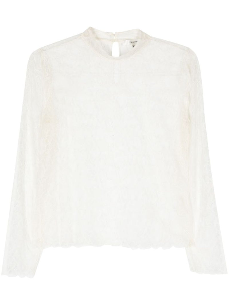 Neutral Sheer Lace Blouse