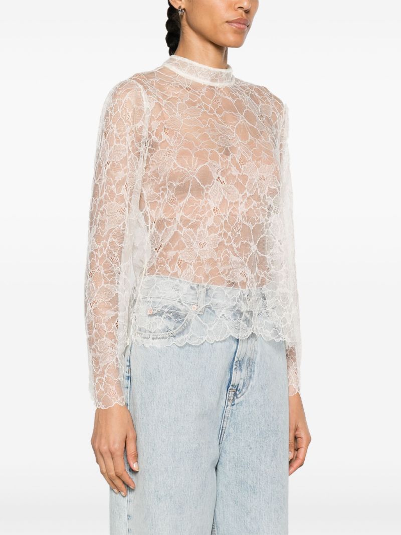 Neutral Sheer Lace Blouse