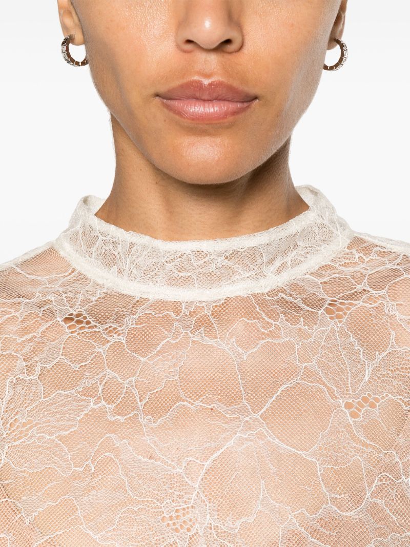 Neutral Sheer Lace Blouse