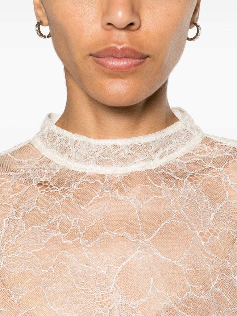 Neutral Sheer Lace Blouse
