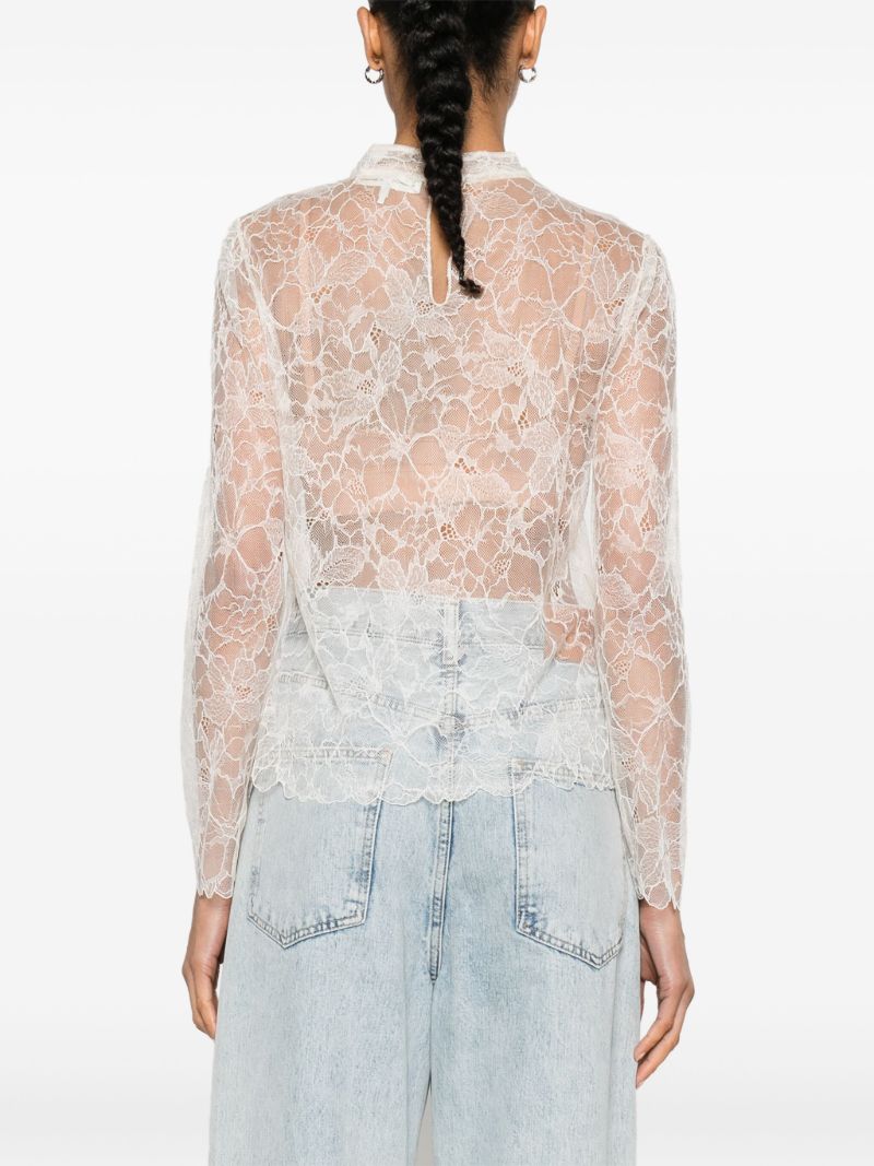 Neutral Sheer Lace Blouse