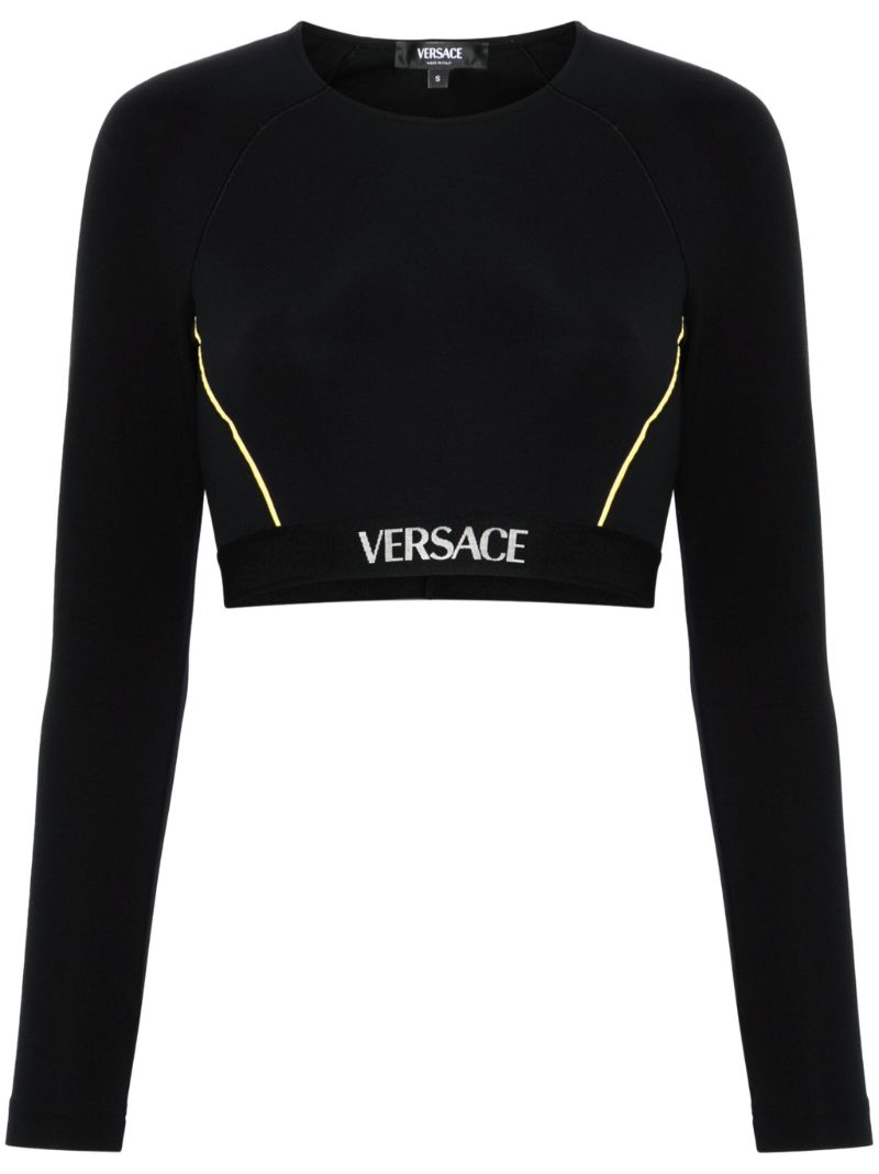 Black Logo Waistband Crop Top