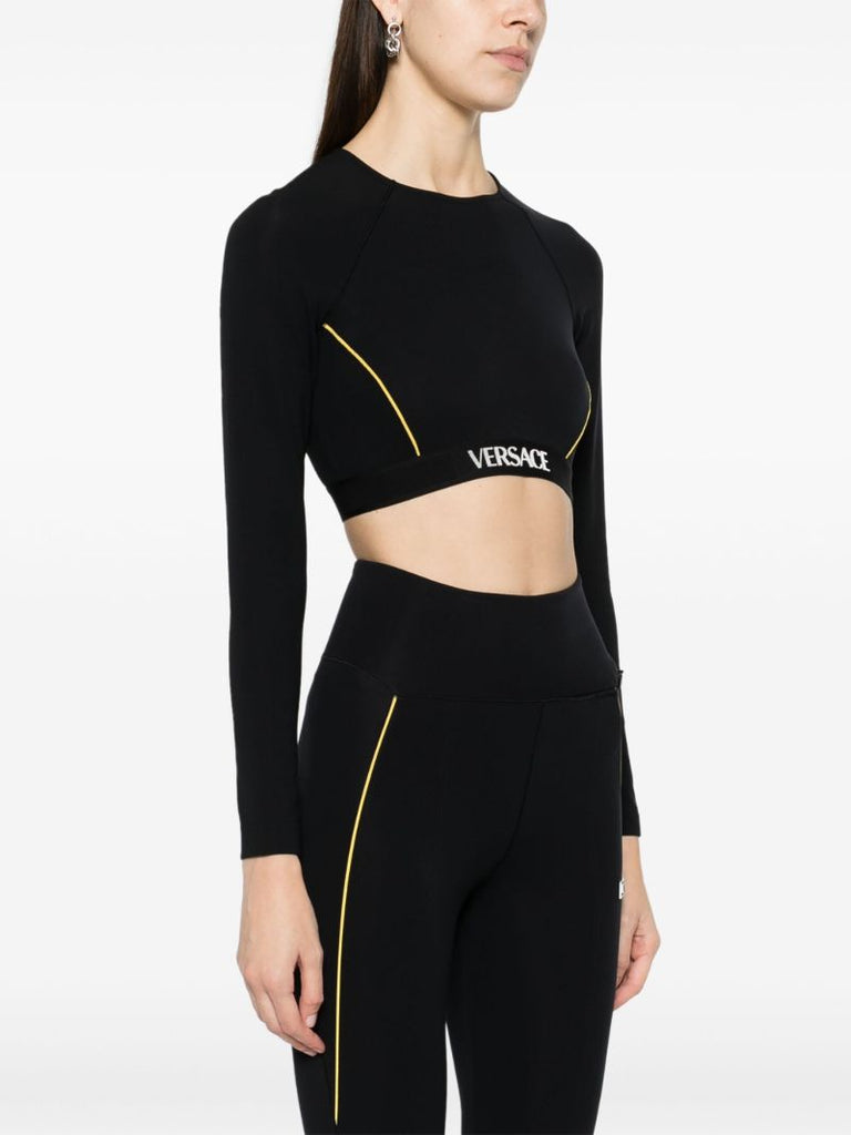Black Logo Waistband Crop Top