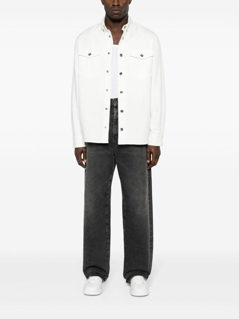 White Medusa-buttons Denim Shirt