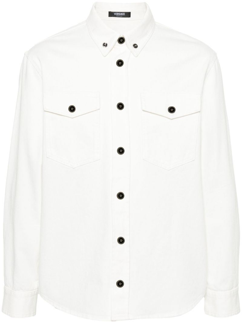 White Medusa-buttons Denim Shirt