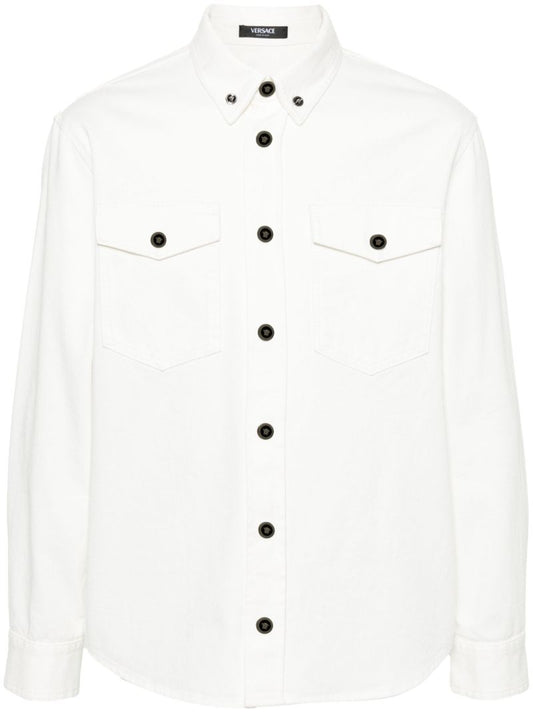 White Medusa-buttons Denim Shirt