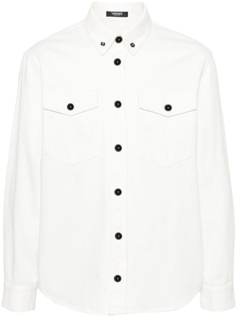 White Medusa-buttons Denim Shirt
