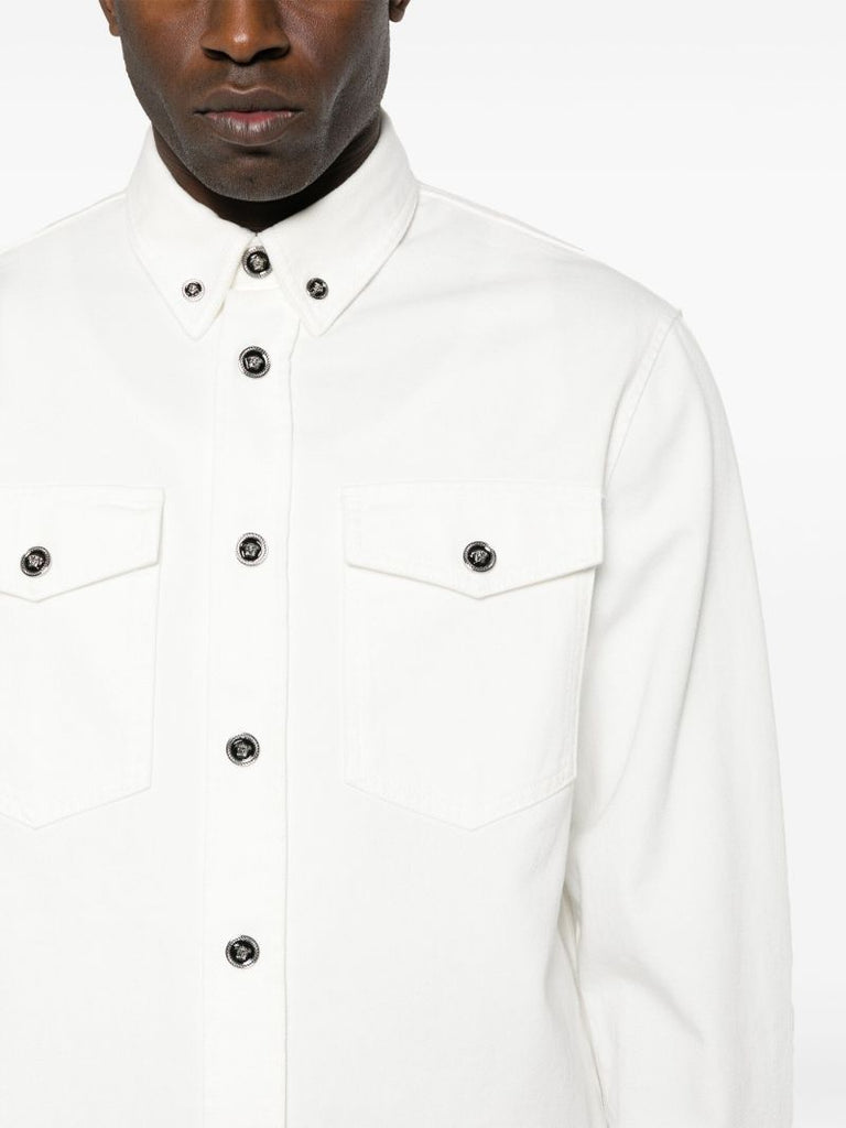 White Medusa-buttons Denim Shirt