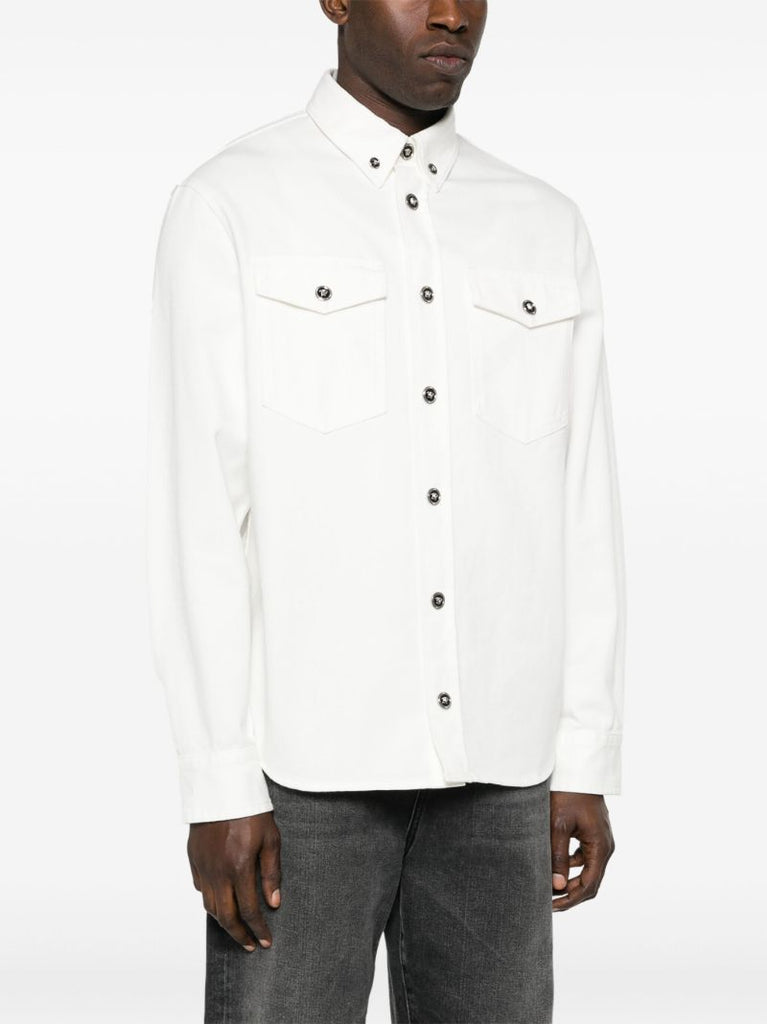 White Medusa-buttons Denim Shirt