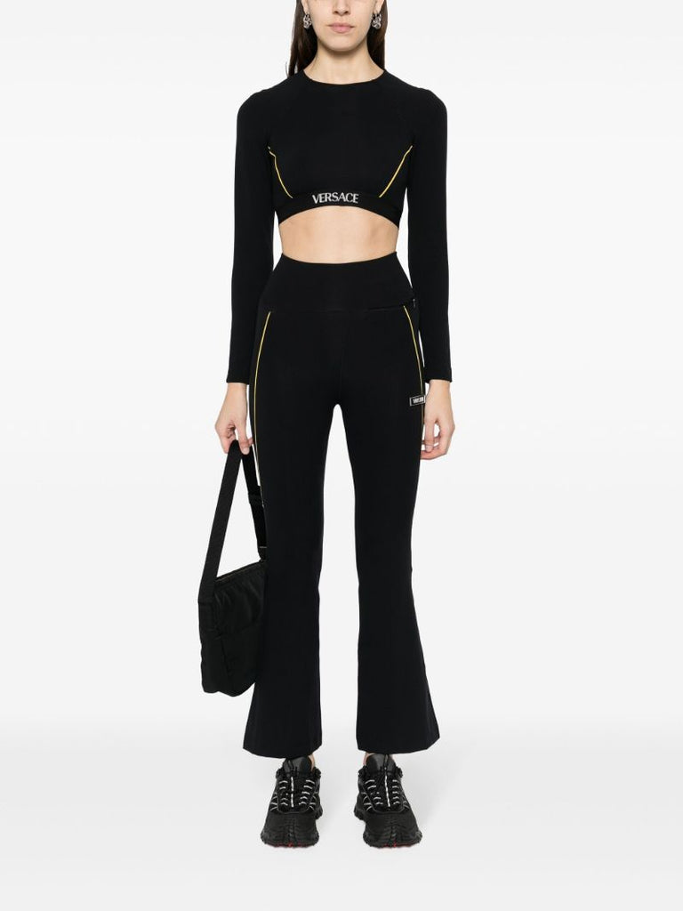 Black Logo-appliquÃ_x0083_Â© Flared Trousers