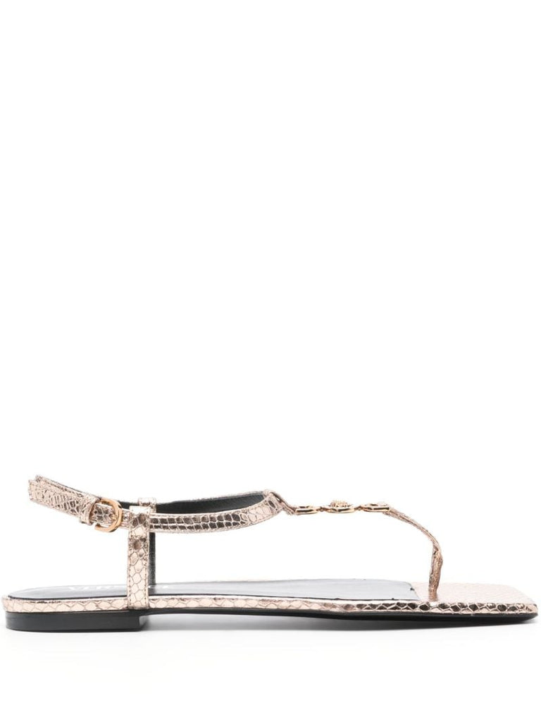 Gold-tone Medusa '95 Leather Sandals