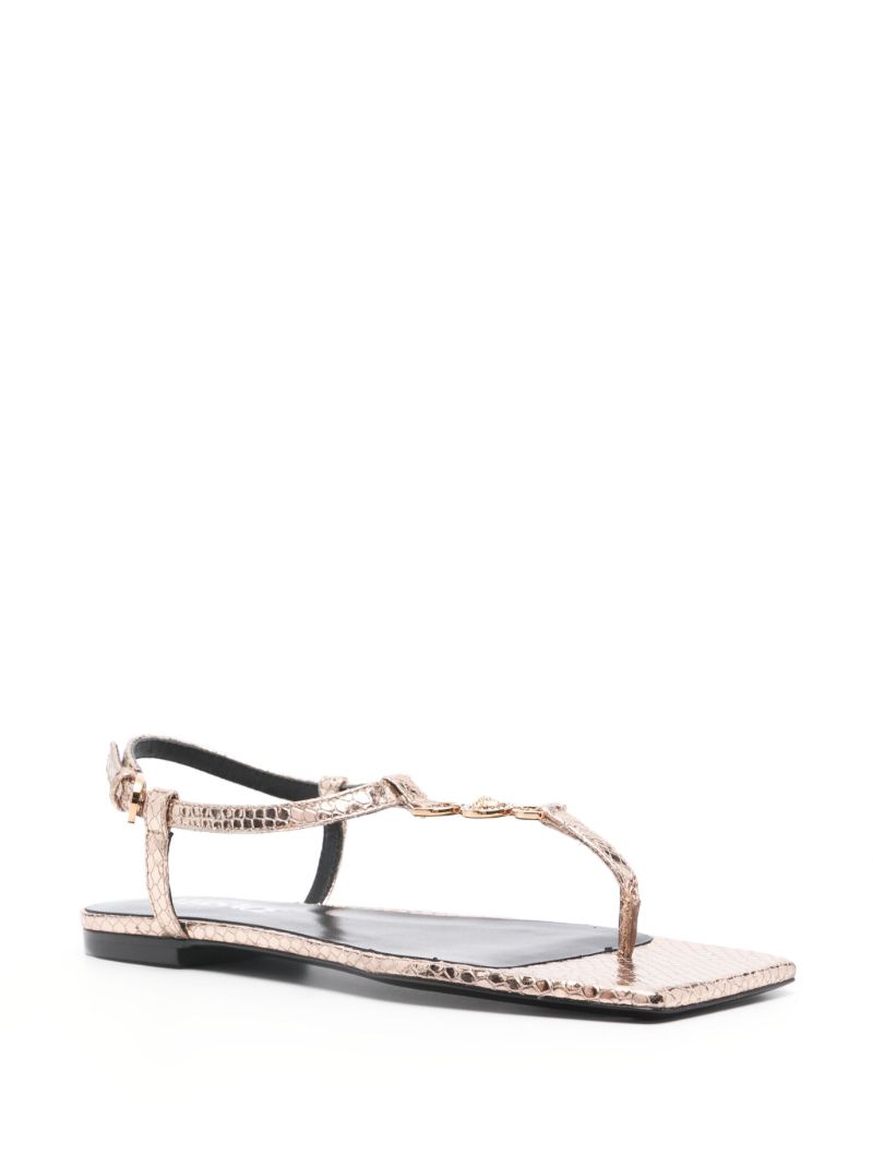 Gold-tone Medusa '95 Leather Sandals