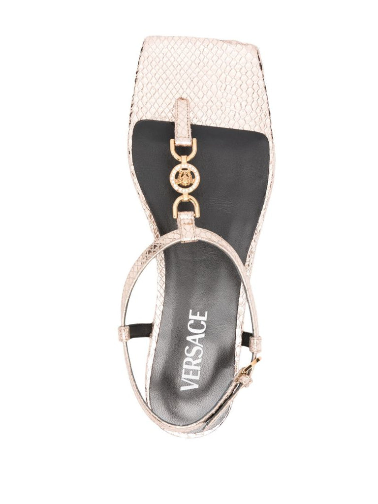 Gold-tone Medusa '95 Leather Sandals