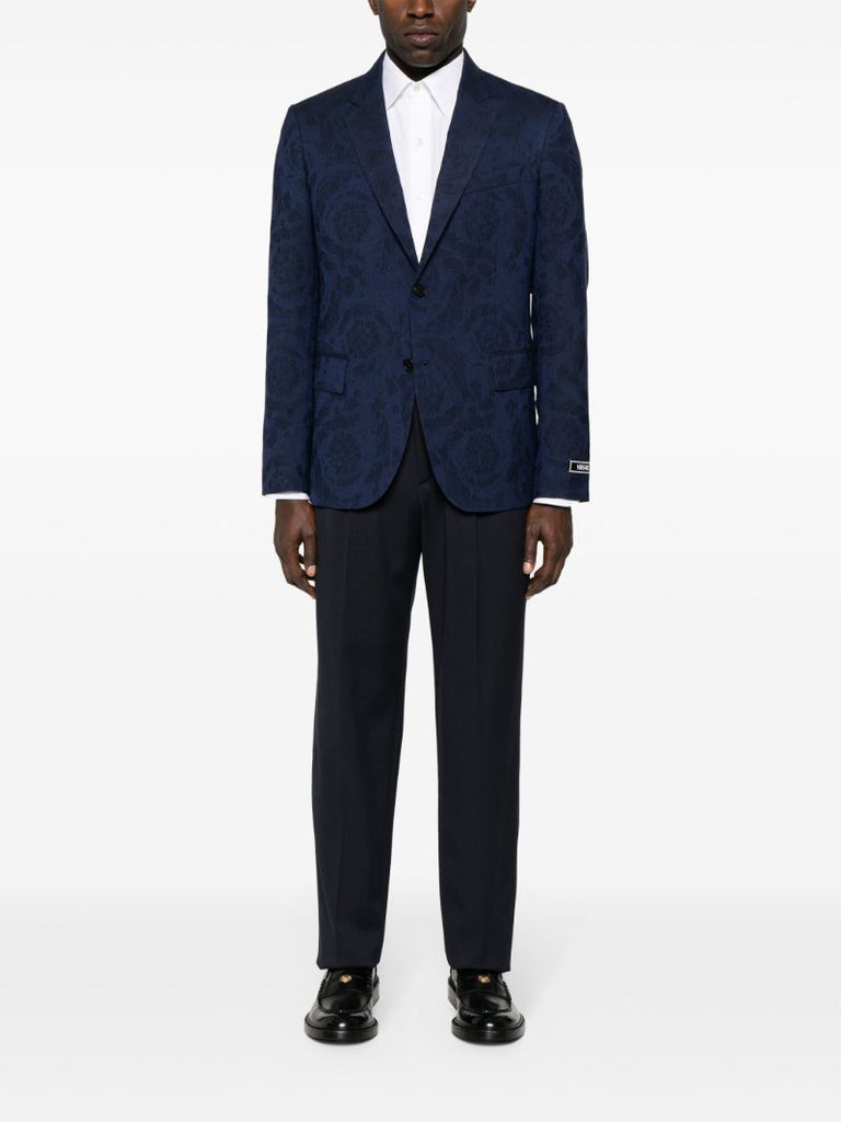 Blue Barocco Jacquard Wool Blazer