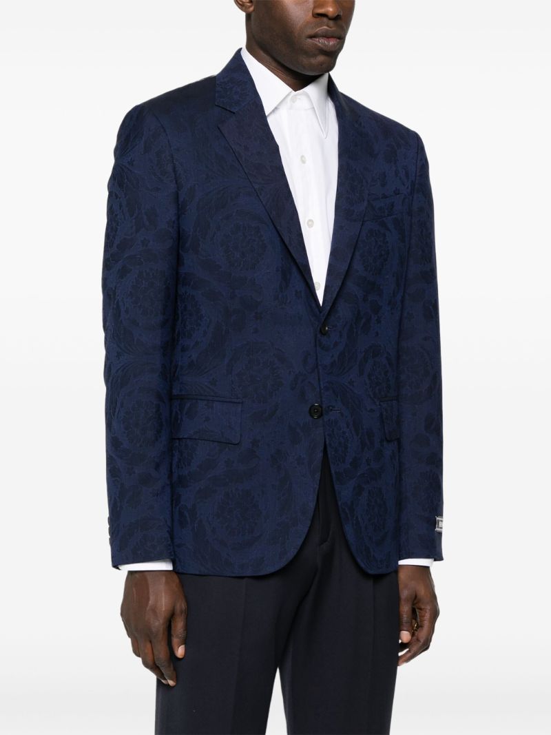 Blue Barocco Jacquard Wool Blazer