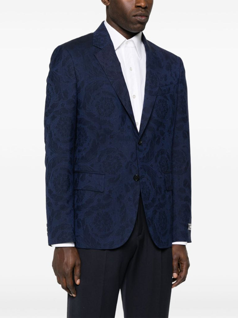 Blue Barocco Jacquard Wool Blazer