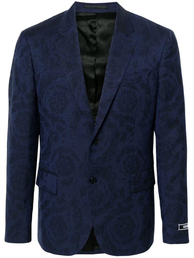 Blue Barocco Jacquard Wool Blazer