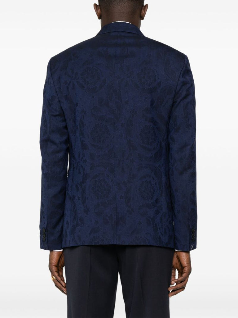 Blue Barocco Jacquard Wool Blazer