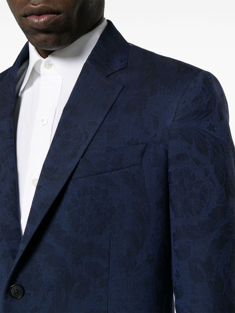 Blue Barocco Jacquard Wool Blazer