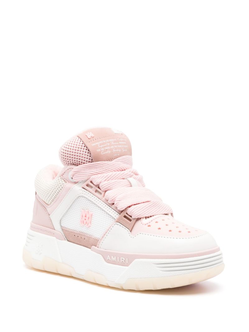 Pink Ma-1 Panelled Mid Top Sneakers