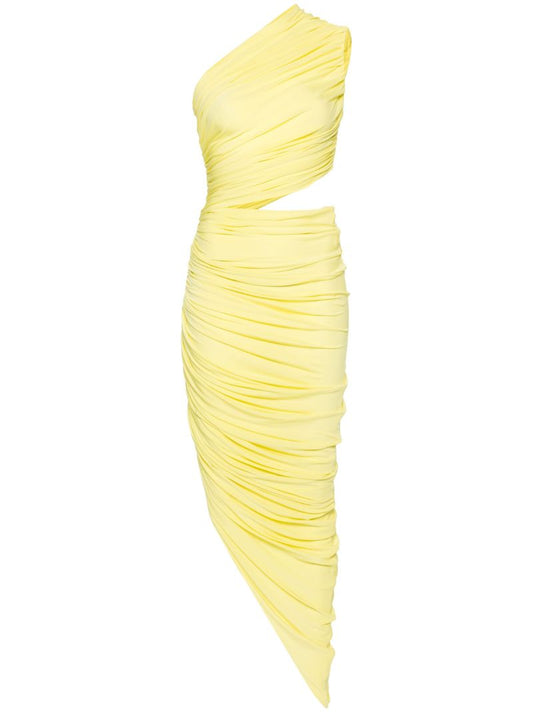 Yellow Cut-out Detail Gathered Dress