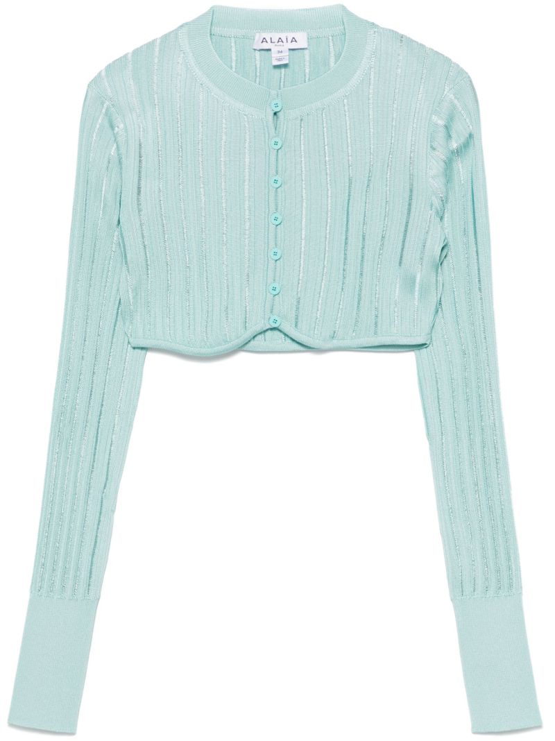 Blue Crinoline Cropped Cardigan