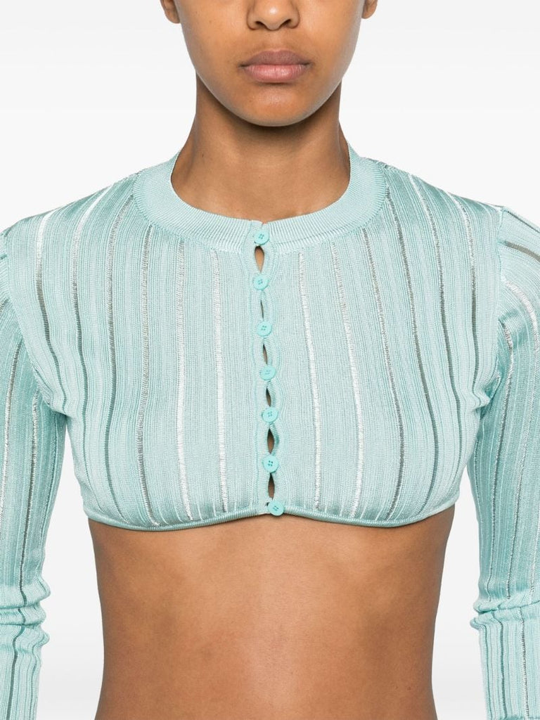 Blue Crinoline Cropped Cardigan