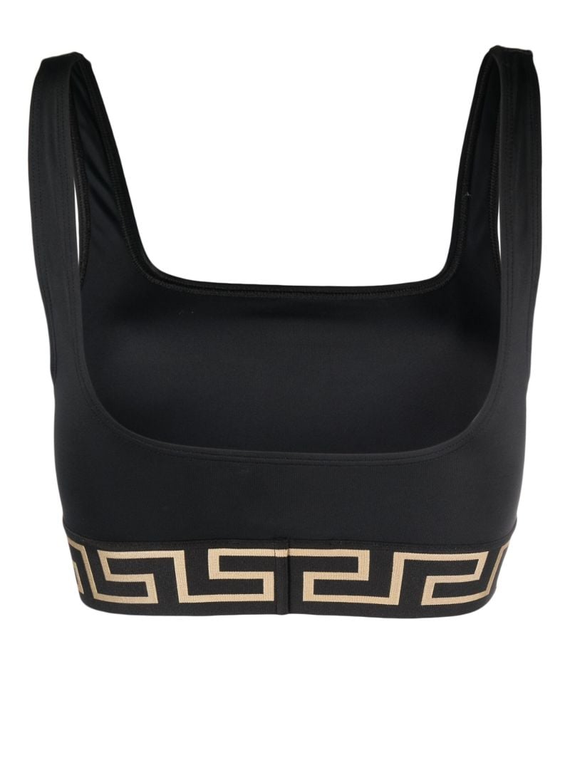 Black Greca-print Bikini Top