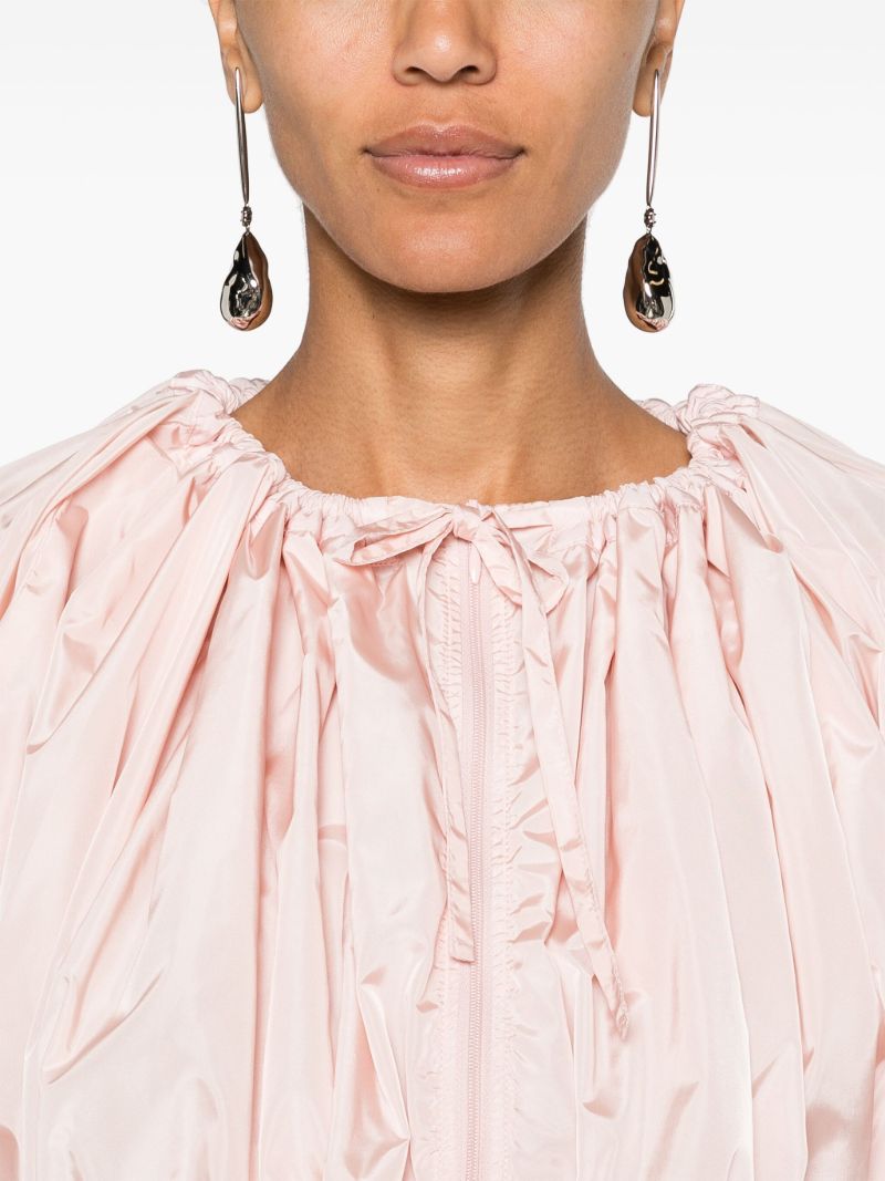 Pink Balloon Sleeves Taffeta Blouse
