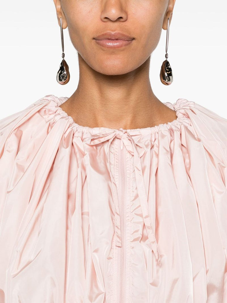 Pink Balloon Sleeves Taffeta Blouse