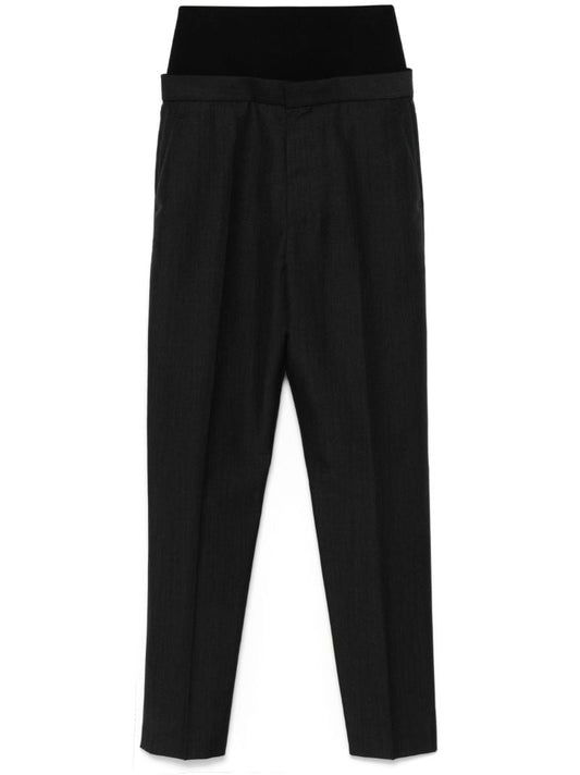 Grey Knitted-waistband Trousers