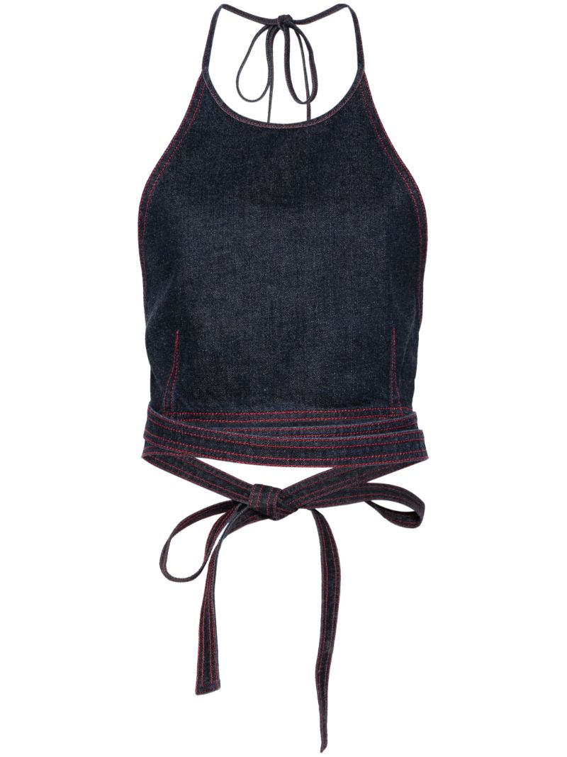 Dark Blue Wrap-around Denim Top