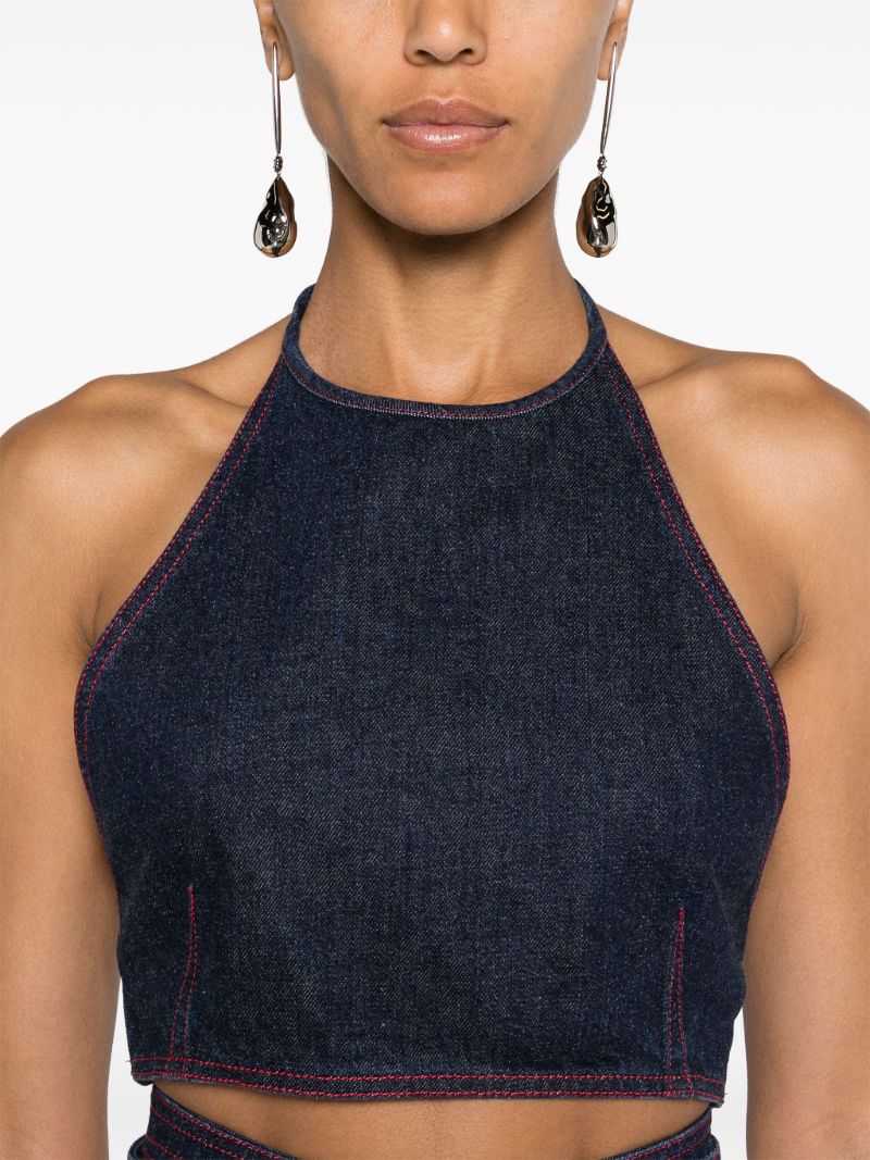 Dark Blue Wrap-around Denim Top
