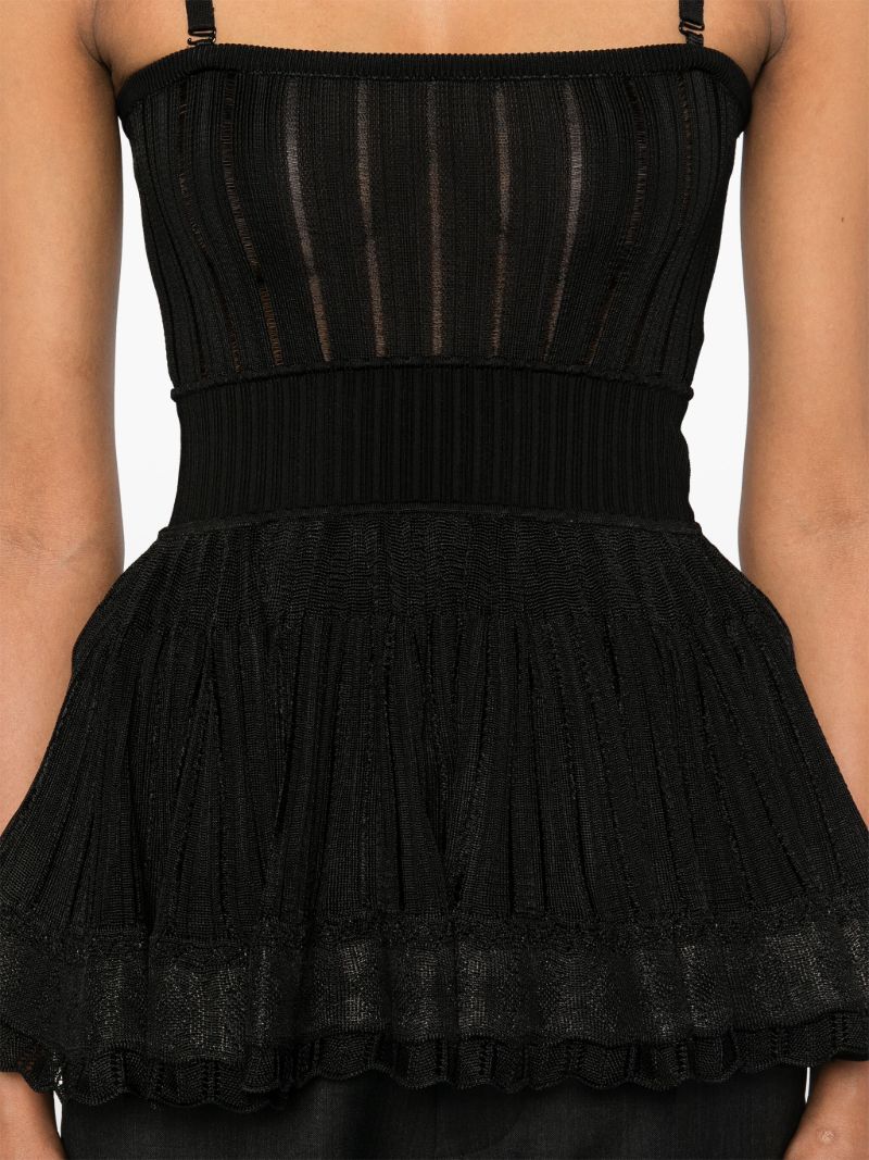 Black Semi-sheer Striped Camisole Top