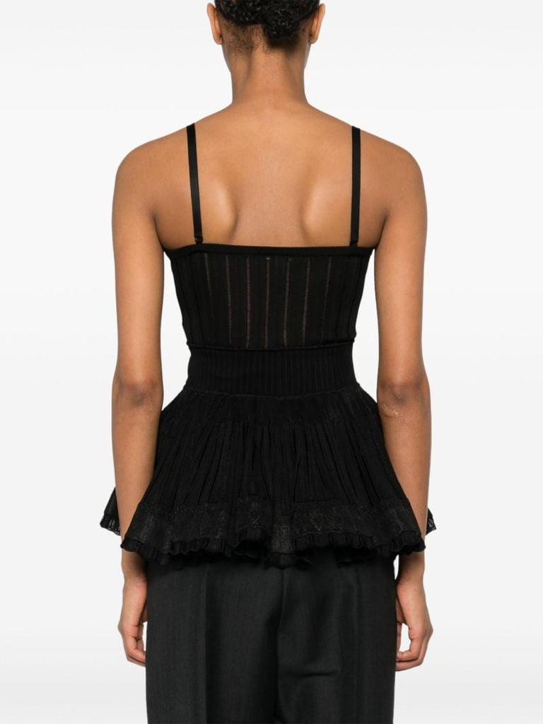 Black Semi-sheer Striped Camisole Top