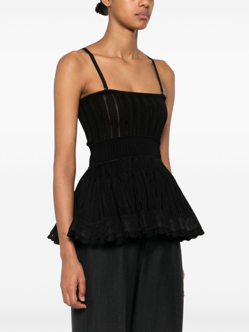 Black Semi-sheer Striped Camisole Top