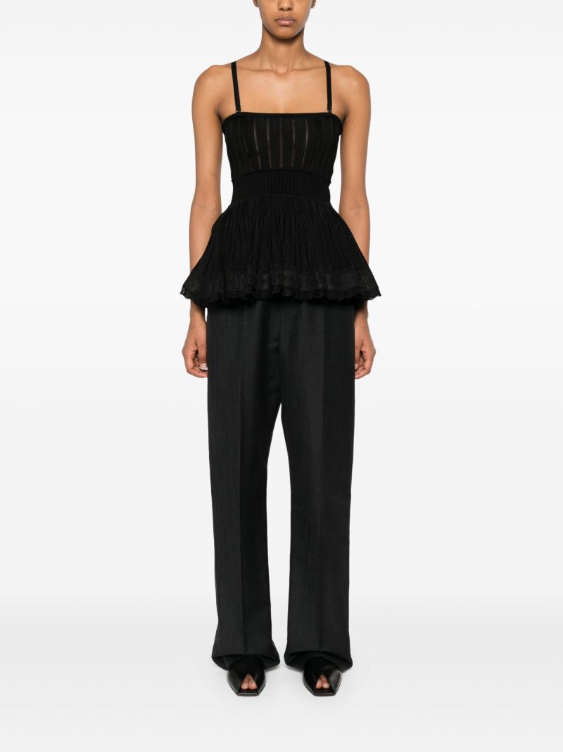 Black Semi-sheer Striped Camisole Top