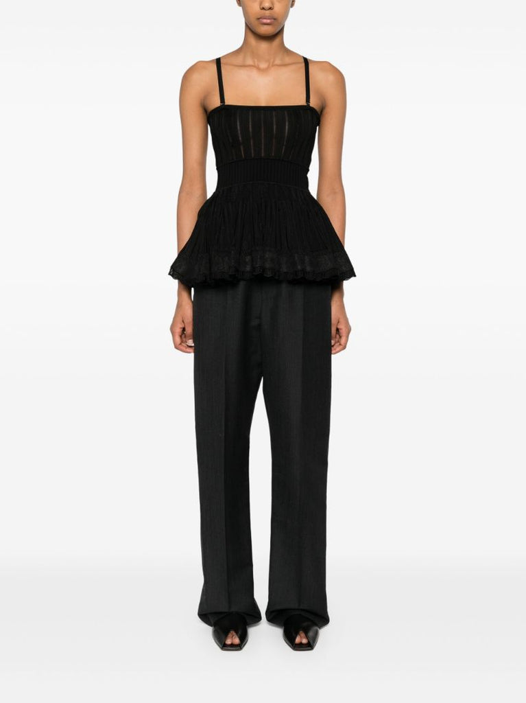 Black Semi-sheer Striped Camisole Top