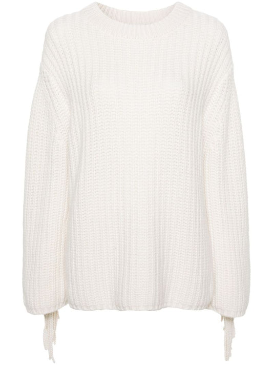 White Hilma Fringed Cashmere Jumper