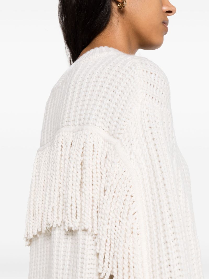 White Hilma Fringed Cashmere Jumper