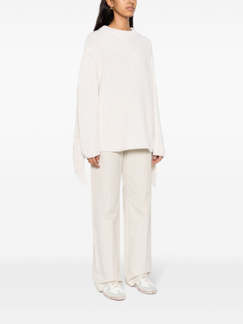 White Hilma Fringed Cashmere Jumper