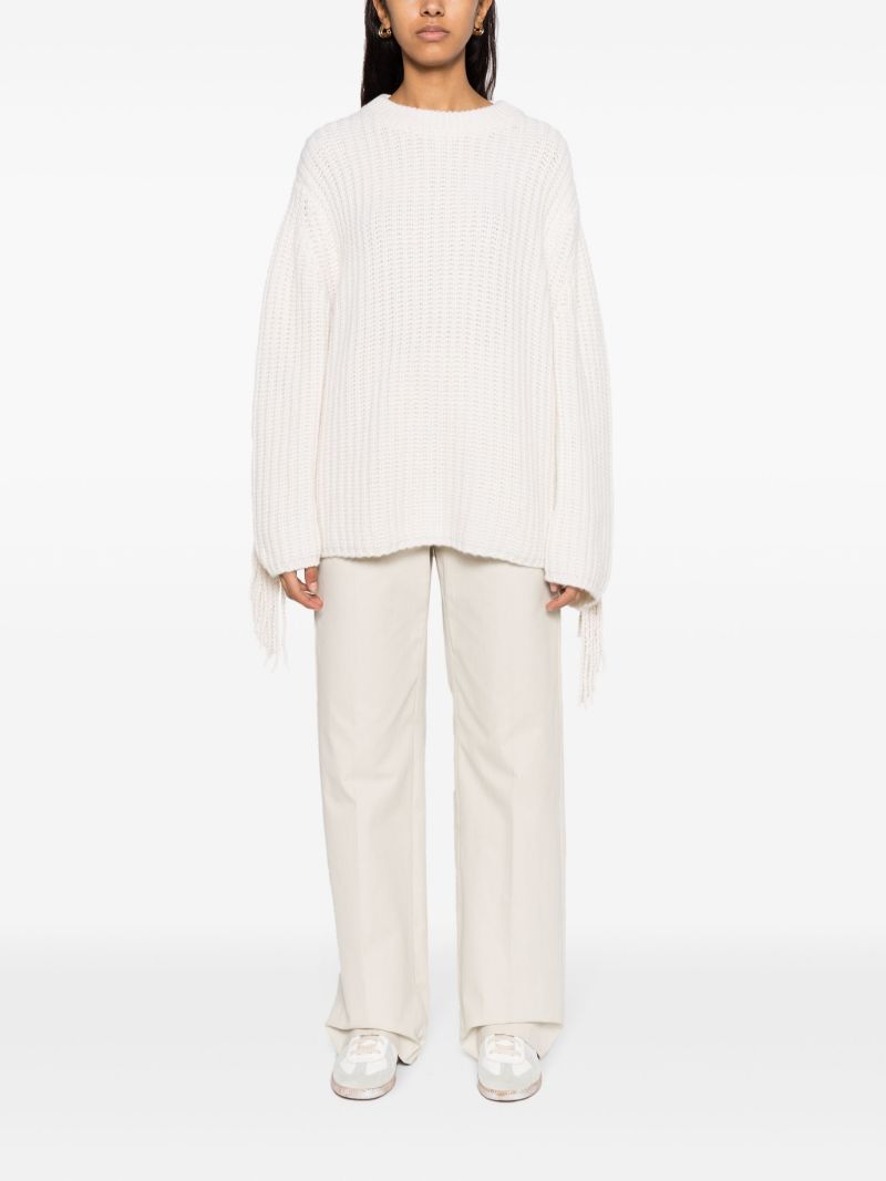 White Hilma Fringed Cashmere Jumper