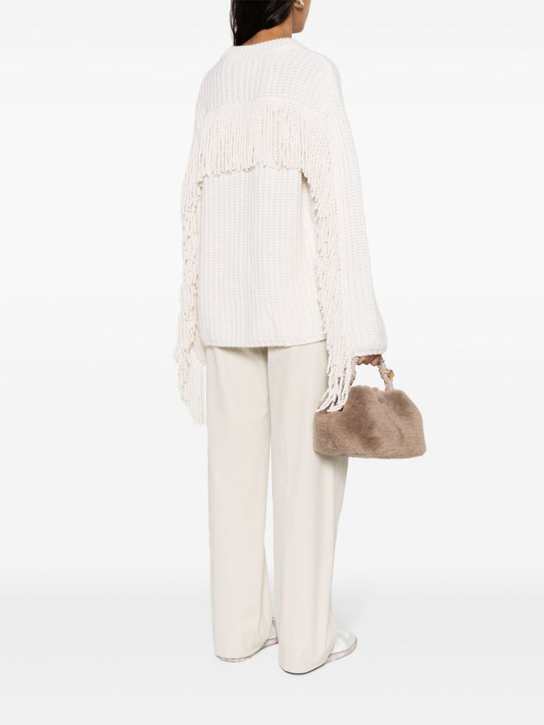 White Hilma Fringed Cashmere Jumper