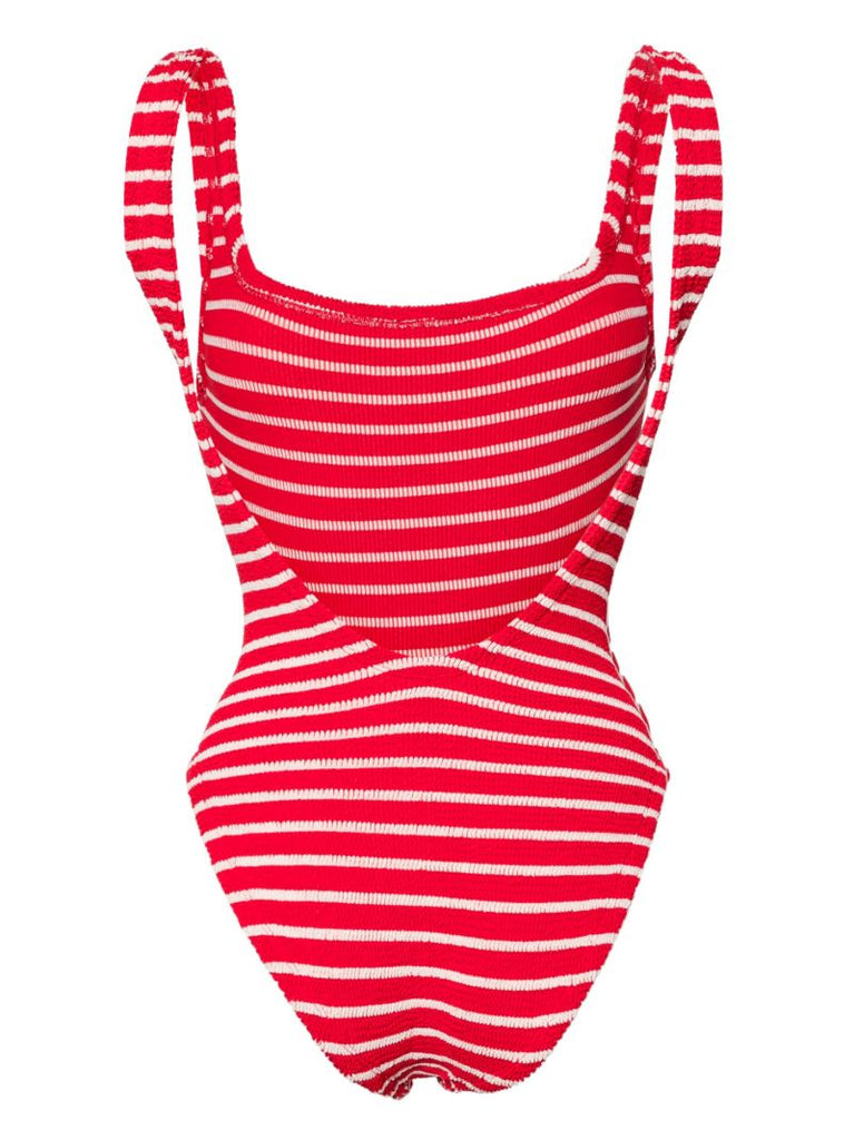 Red Ribbed Striped Swimsuit