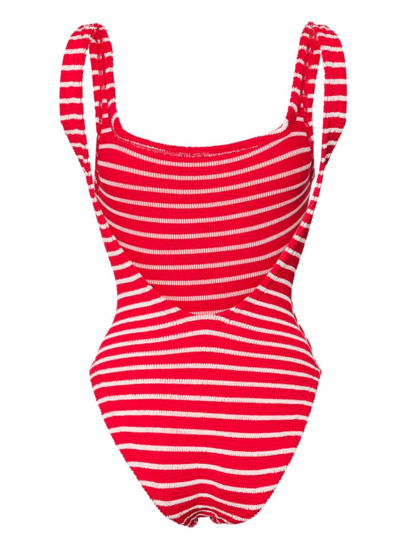 Red Ribbed Striped Swimsuit