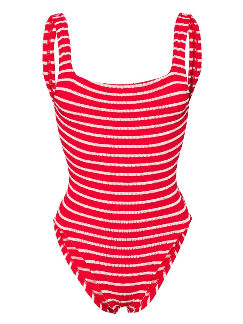 Red Ribbed Striped Swimsuit