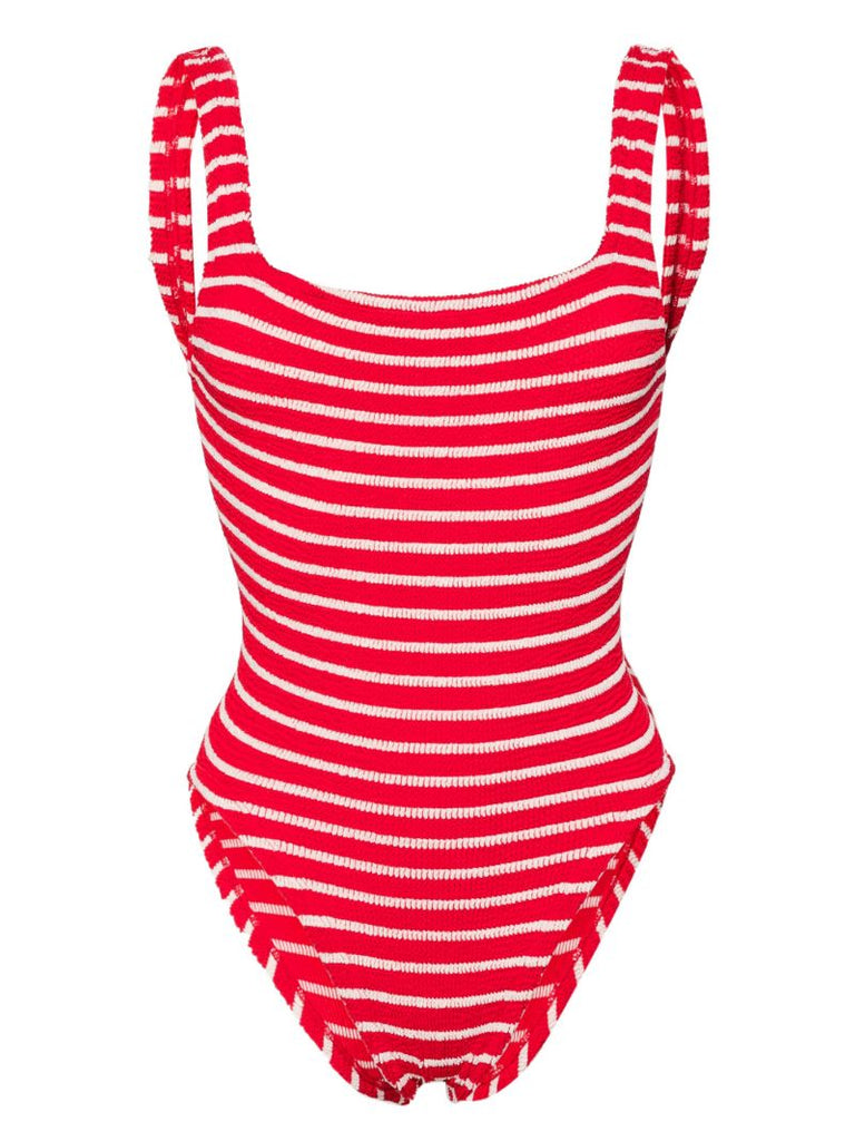 Red Ribbed Striped Swimsuit