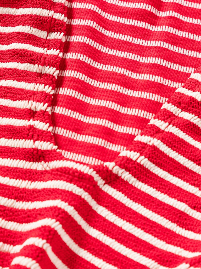 Red Ribbed Striped Swimsuit
