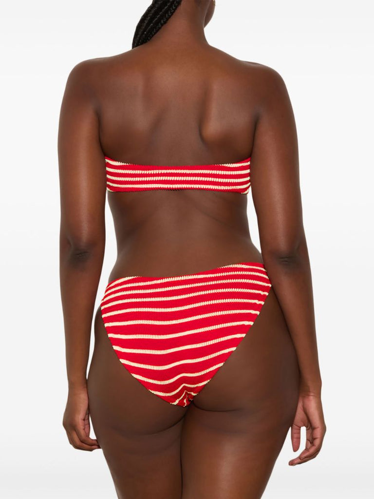 Red Jean Bandeau Bikini Set