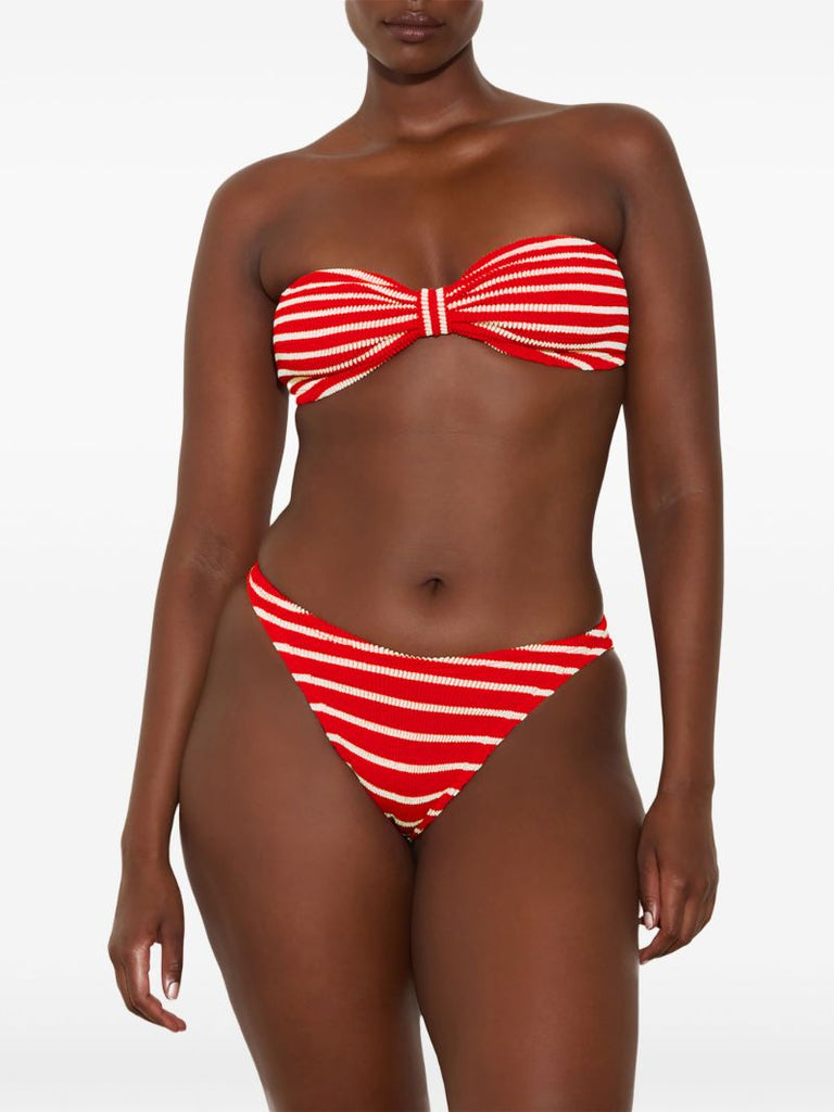 Red Jean Bandeau Bikini Set